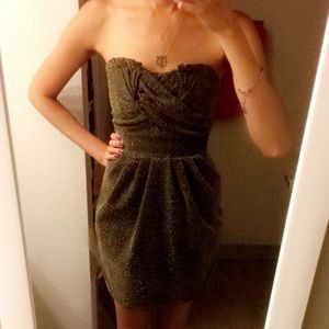 Brand New H&M Strapless Black Gold Shimmer Dress